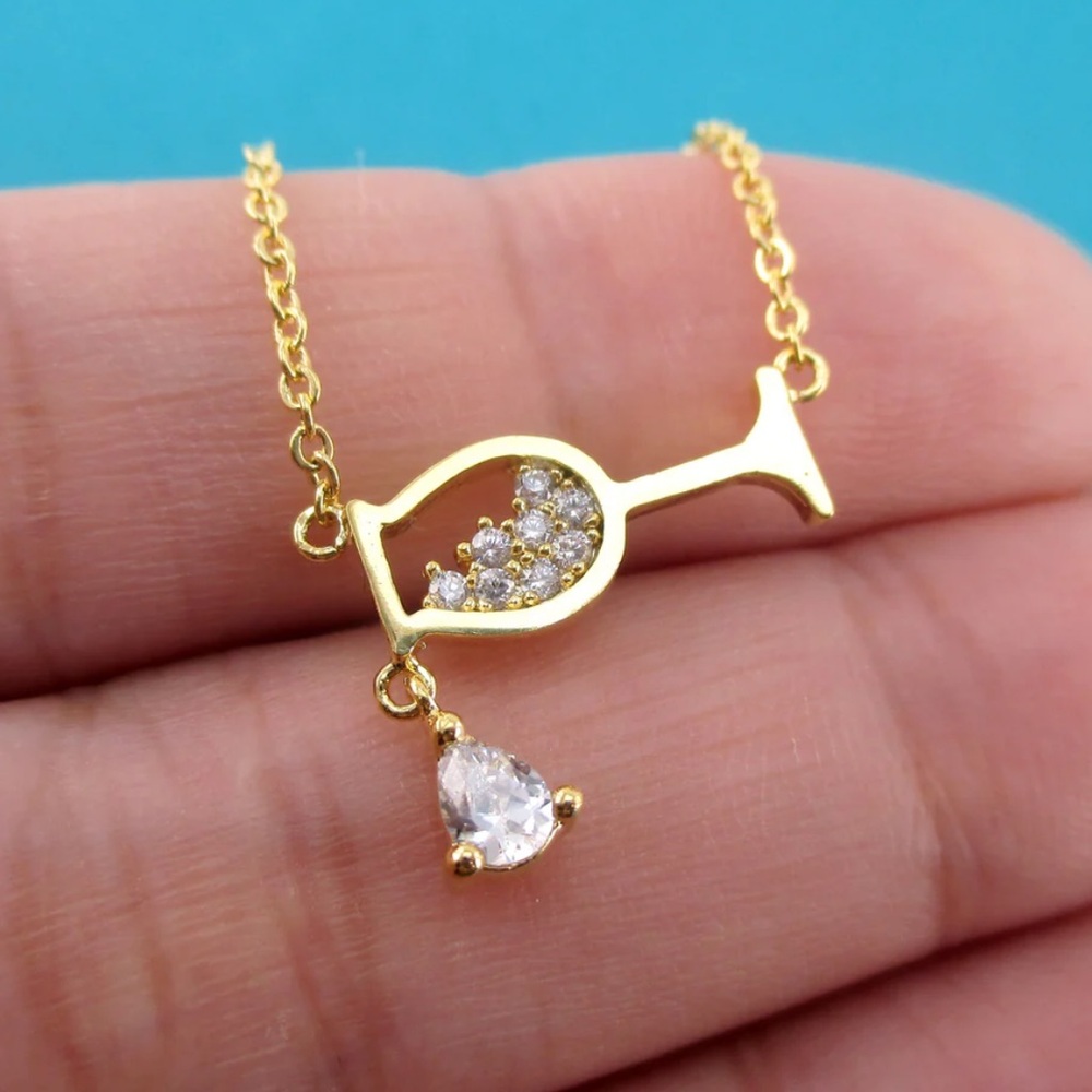 Wine Glass Gold Necklace